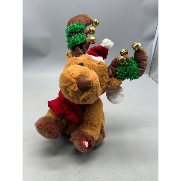 Goffa Animated Reindeer Plush Toy Bells Santa Hat Christmas jingle bells READ - Picture 4 of 6